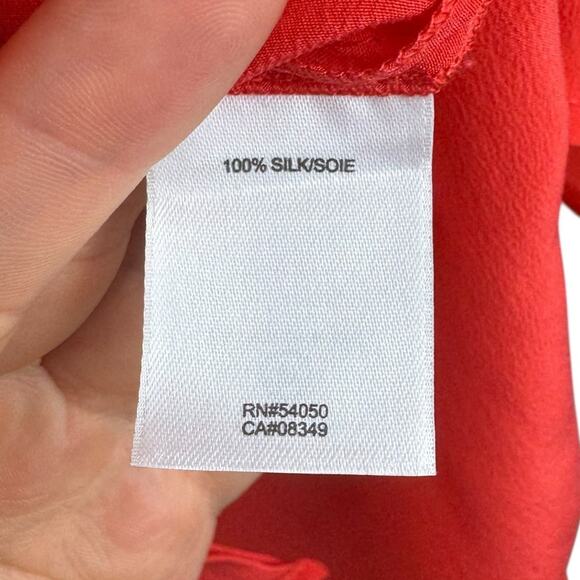 Robert Rodriguez 100% Silk Orange Long Sleeve Button Up Collared Blouse Top - Picture 11 of 12